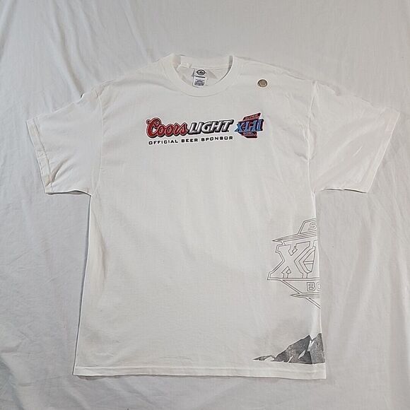 Coors light Super Bowl‎ XLII Beer X Football tee shirt size XL White 2008 - Picture 1 of 16
